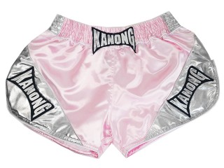 Kanong Retro Thai Bokseshorts : KNSRTO-201-Lyserød-Sølv